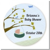 Nursery Rhyme - Rock a Bye Baby - Round Personalized Baby Shower Sticker Labels