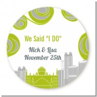 New Jersey Skyline - Round Personalized Bridal Shower Sticker Labels