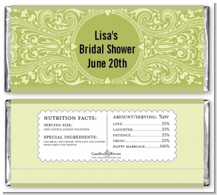 Sage Green - Personalized Bridal Shower Candy Bar Wrappers