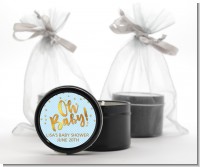 Oh Baby Shower Boy - Baby Shower Black Candle Tin Favors
