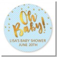Oh Baby Shower Boy - Round Personalized Baby Shower Sticker Labels thumbnail