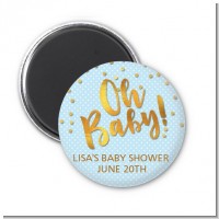 Oh Baby Shower Boy - Personalized Baby Shower Magnet Favors