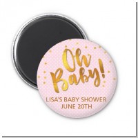 Oh Baby Shower Girl - Personalized Baby Shower Magnet Favors