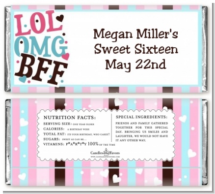 OMG LOL BFF Sweet 16 - Personalized Birthday Party Candy Bar Wrappers