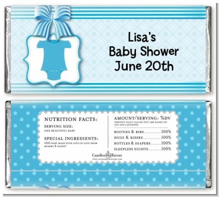 Baby Outfit Blue - Personalized Baby Shower Candy Bar Wrappers