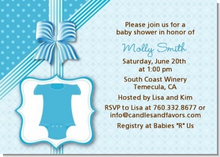 Baby Outfit Blue - Baby Shower Invitations