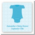 Baby Outfit Blue - Square Personalized Baby Shower Sticker Labels thumbnail
