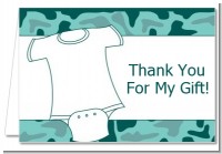 Baby Outfit Green Camo - Baby Shower Thank You Cards