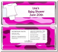 Baby Outfit Pink Camo - Personalized Baby Shower Candy Bar Wrappers