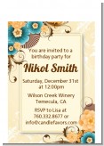 Orange & Blue Floral - Birthday Party Petite Invitations