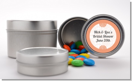 Orange Damask - Custom Bridal Shower Favor Tins