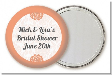 Orange Damask - Personalized Bridal Shower Pocket Mirror Favors