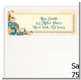 Orange & Blue Floral - Birthday Party Return Address Labels thumbnail