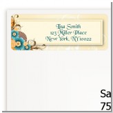 Orange & Blue Floral - Birthday Party Return Address Labels