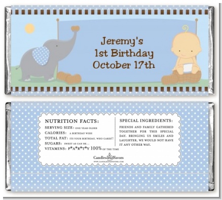 Our Little Boy Peanut's First - Personalized Birthday Party Candy Bar Wrappers