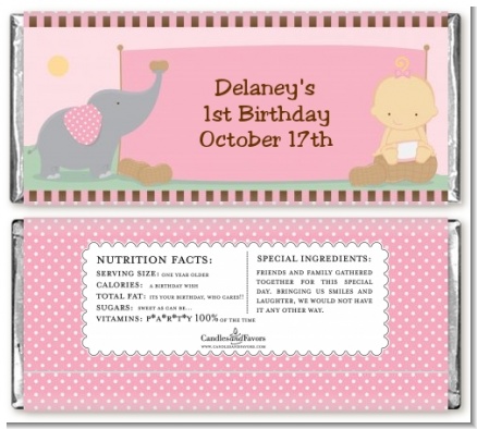 Our Little Girl Peanut's First - Personalized Birthday Party Candy Bar Wrappers