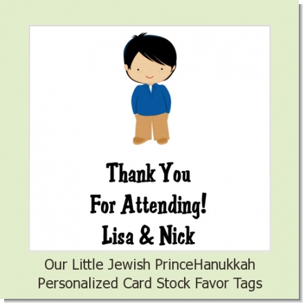 Our Little Jewish Prince - Personalized Hanukkah Card Stock Favor Tags