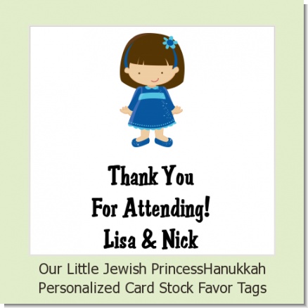 Our Little Jewish Princess - Personalized Hanukkah Card Stock Favor Tags