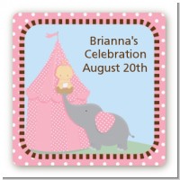 Our Little Peanut Girl - Square Personalized Baby Shower Sticker Labels