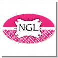 Modern Thatch Fuschia - Personalized Everyday Party Oval Sticker/Labels thumbnail