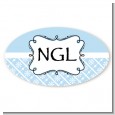 Modern Thatch Light Blue - Personalized Everyday Party Oval Sticker/Labels thumbnail