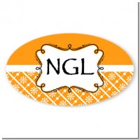 Modern Thatch Orange - Personalized Everyday Party Oval Sticker/Labels