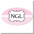 Modern Thatch Pink - Personalized Everyday Party Oval Sticker/Labels thumbnail