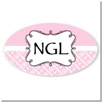 Modern Thatch Pink - Personalized Everyday Party Oval Sticker/Labels
