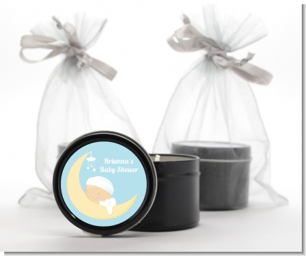 Over The Moon Boy - Baby Shower Black Candle Tin Favors