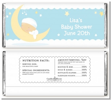 Over The Moon Boy - Personalized Baby Shower Candy Bar Wrappers