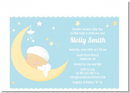 Over The Moon Boy - Baby Shower Petite Invitations