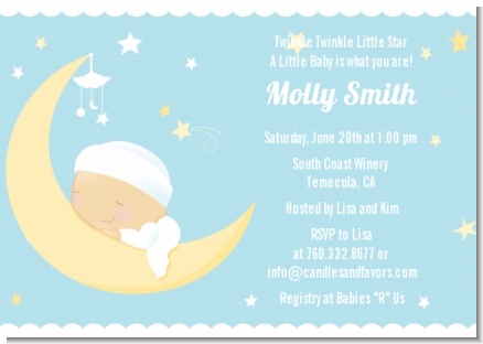 Over The Moon Boy - Baby Shower Invitations