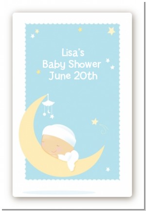 Over The Moon Boy - Custom Large Rectangle Baby Shower Sticker/Labels