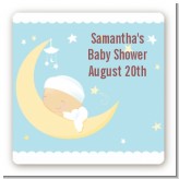 Over The Moon Boy - Square Personalized Baby Shower Sticker Labels