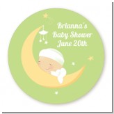 Over The Moon - Round Personalized Baby Shower Sticker Labels