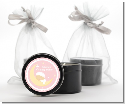 Over The Moon Girl - Baby Shower Black Candle Tin Favors