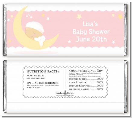Over The Moon Girl - Personalized Baby Shower Candy Bar Wrappers