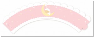 Over The Moon Girl - Baby Shower Cupcake Wrappers
