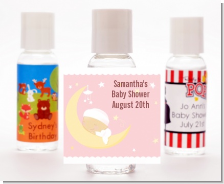 Over The Moon Girl - Personalized Baby Shower Hand Sanitizers Favors