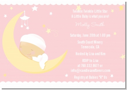 Over The Moon Girl - Baby Shower Invitations