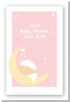 Over The Moon Girl - Custom Large Rectangle Baby Shower Sticker/Labels