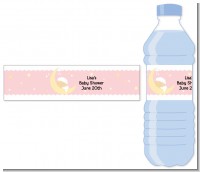 Over The Moon Girl - Personalized Baby Shower Water Bottle Labels
