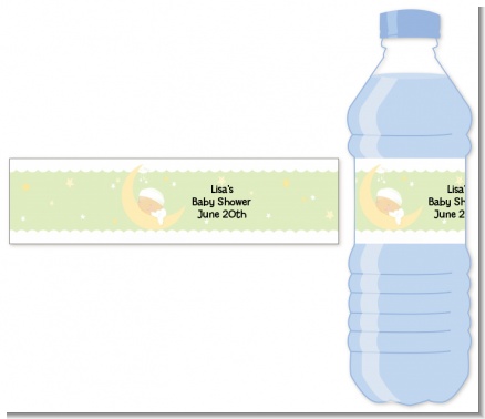 Over The Moon - Personalized Baby Shower Water Bottle Labels