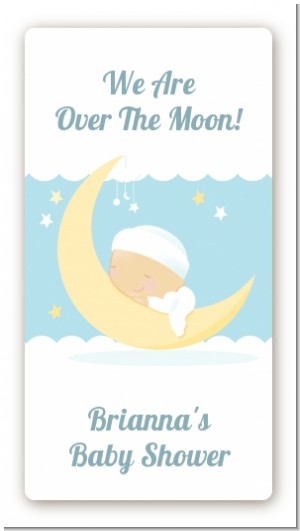 Over The Moon Boy - Custom Rectangle Baby Shower Sticker/Labels