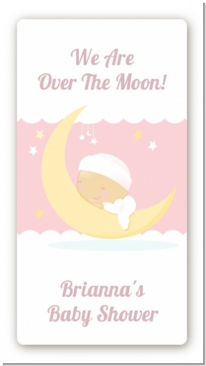 Over The Moon Girl - Custom Rectangle Baby Shower Sticker/Labels