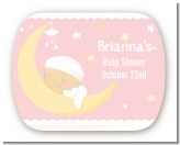 Over The Moon Girl - Personalized Baby Shower Rounded Corner Stickers
