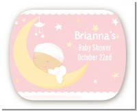 Over The Moon Girl - Personalized Baby Shower Rounded Corner Stickers