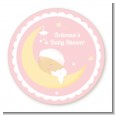 Over The Moon Girl - Round Personalized Baby Shower Sticker Labels thumbnail