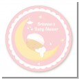 Over The Moon Girl - Round Personalized Baby Shower Sticker Labels thumbnail