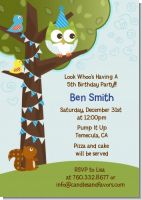 Owl Birthday Boy - Birthday Party Invitations